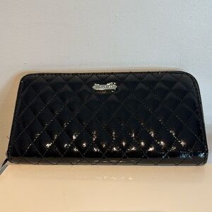 David Jones, black patent leather quilted zip around wallet NWOT